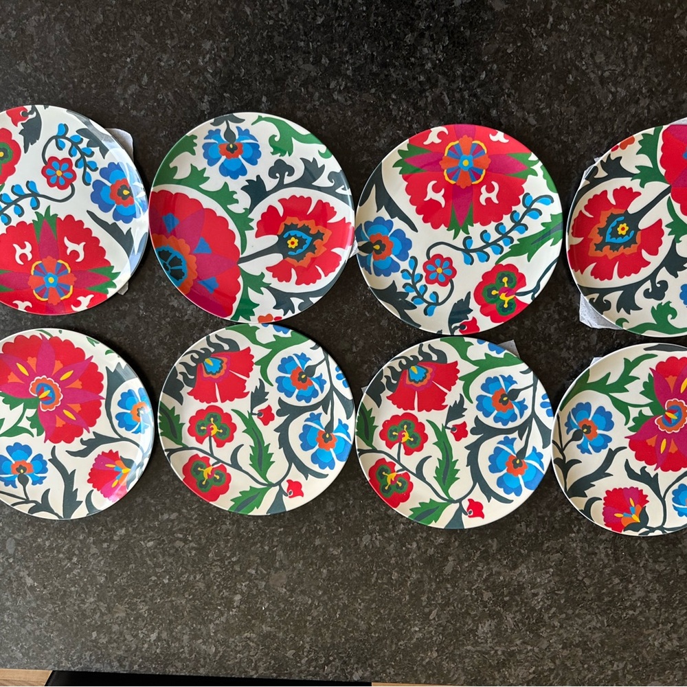 Melamine Plates 8 Wisteria Floral Plates